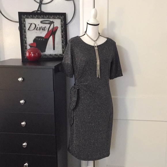 Black Silver Sparkle Dress Sz 10 - Picture 1 of 6